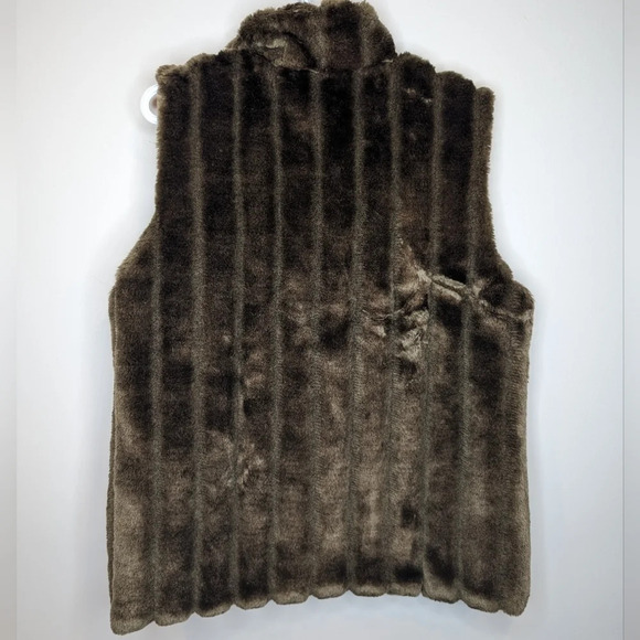 Vintage Tradition Country Collection Faux  Fur Brown Zip Up Vest Women Medium - Picture 2 of 7